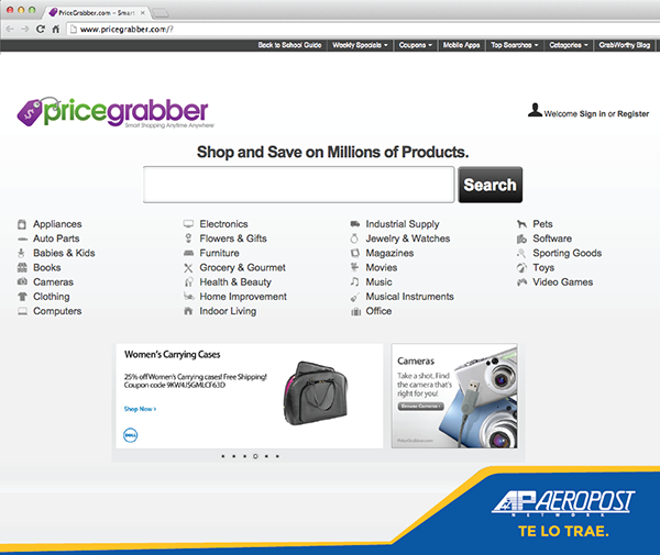 Escribe el nombre del producto q BUSCAS y Pricegabber se encarga de conseguir el mejor precio bit.ly/1qiZ8jk.