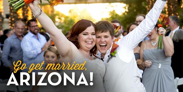 MarriageAZ's tweet photo. Marriage equality is the law—once &amp; for all. Today, we made history. Now, go get married, #Arizona! #lgbt #AZ4M http://t.co/1WJsPfVjqR