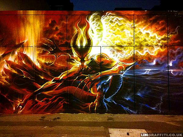 LDNGraffiti's tweet photo. #DevilByNight @DanKitchener #StreetArt in East London ... @MOS_UK #MeetingOfStylesUK http://t.co/1hVXtqd0AU