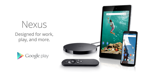 GooglePlay's tweet photo. Designed for work, play, &amp; more. Pre-order Nexus 9 &amp; Nexus Player today, Nexus 6 coming soon! http://t.co/3QE0ZVBxku http://t.co/l3n8dUbZMg