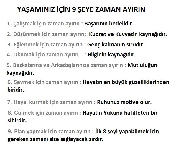 HergunYeniBilg's tweet photo. YAŞAMINIZ İÇİN 9 ŞEYE ZAMAN AYIRIN http://t.co/VA4ReQ9wbu