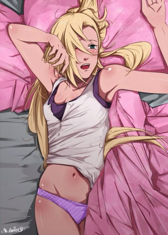Ino shuffles in her bed, yawning. "Mm.. Do I have to get up~?"