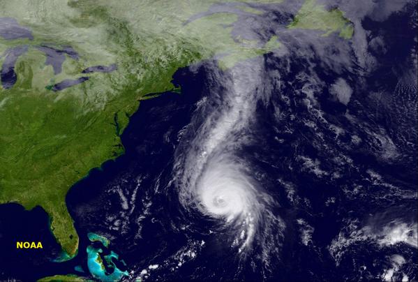 NOAA's tweet image. NOAA #GOES East image captures #Gonzalo as it churns toward #Bermuda - get latest info at hurricanes.gov