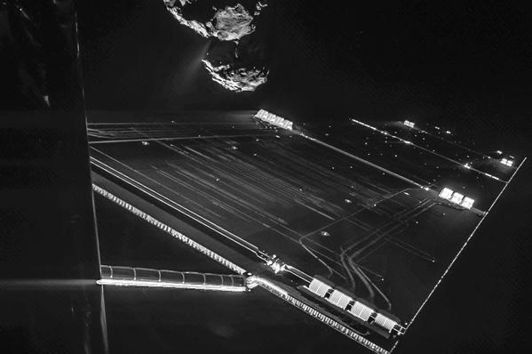 wiredspacephoto's tweet photo. Rosetta Mission selfie http://t.co/WXtWhyJn2e http://t.co/zoLm1lMlee