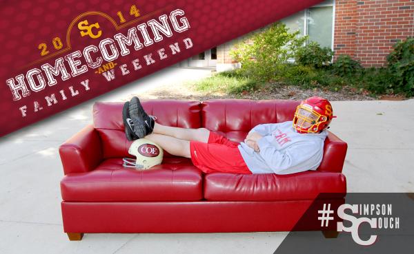 SimpsonCollege's tweet photo. Coach Couch! Join Coach Glo & get your photo taken on the #SimpsonCouch. Sat.10-1 couch will be by new Plaza statue http://t.co/Dsre9WHJPm