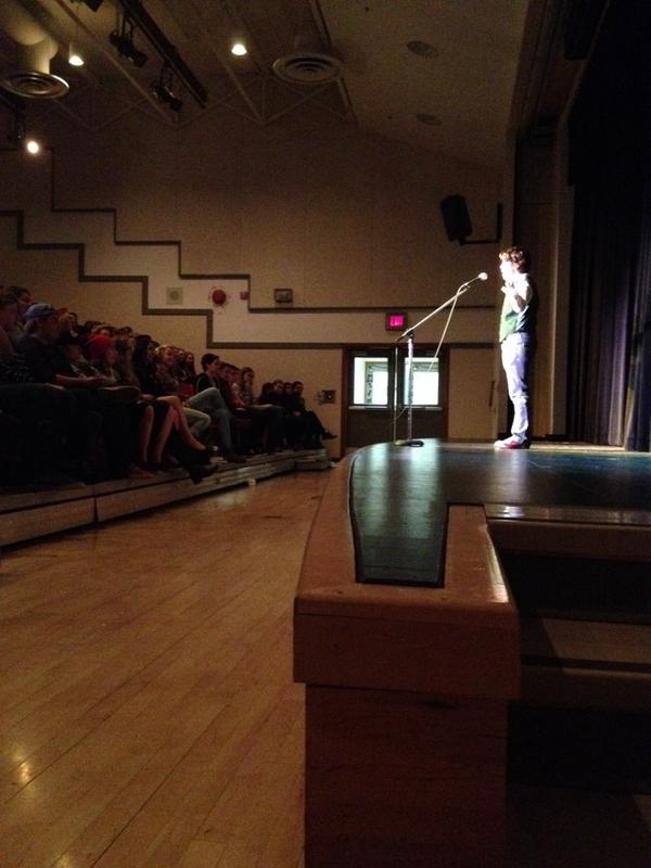 spokenwordfest's tweet photo. Stories about high school from @floydCveebee at Duncan BC high school #cfsw2014 #yyj #yyjarts http://t.co/ekHAfI1cRU