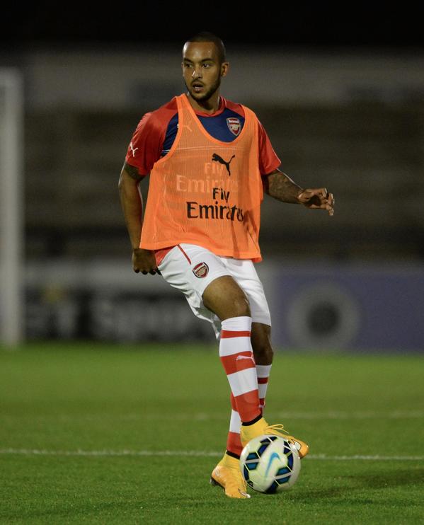 Arsenal's tweet photo. VIDEO: @TheoWalcott discusses his return to action with @Arsenal U-21s after nine months out: http://t.co/1iZKTC1iYN http://t.co/eZUHnk4q3Y