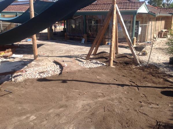 #SCnatureplayground  Day 24 plants have been delivered, the frame is being constructed.
The land is being flattened.