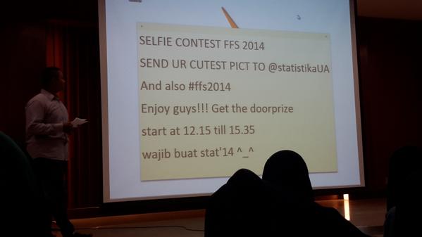 _ST2ND's tweet photo. Nah, FFS kali ini ada yg beda yaitu SELFIE CONTEST FFS 2014, yg doyan selfie monggo dkirim selfienya ke @StatistikaUA http://t.co/is1Iyvd9R5