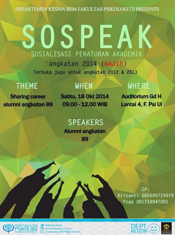 Selamat pagi! Sampai jumpa hari ini di SOSPEAK yaa! :-)