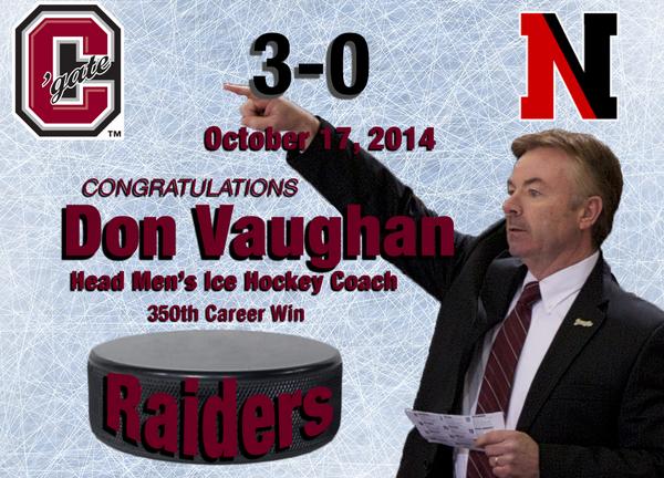 MHK | Final Score: Colgate 3, Northeastern 0. Congrats to Head Coach Don Vaughan on his 350th victory! #Vaughan350