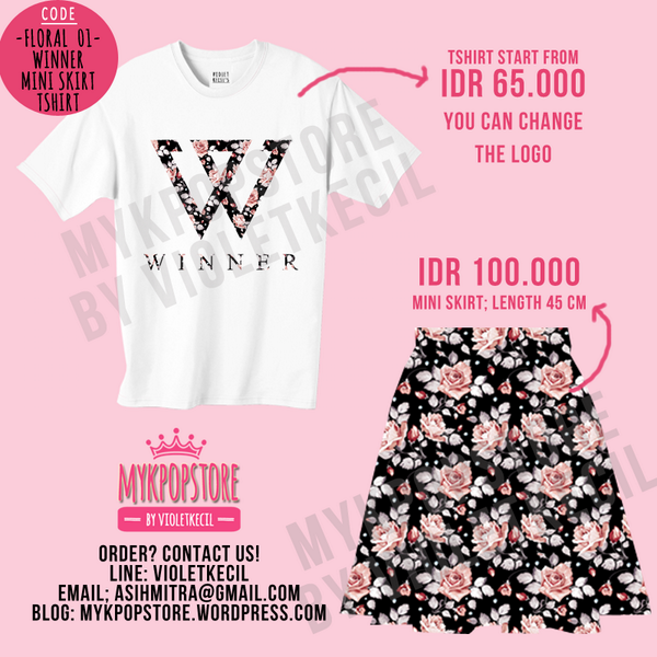 mykpopstore's tweet photo. @MinioHouse [Help RT] Winner Skirt+TSHIRT in floral pattern. Start from IDR 160.000/set. Ship worldwide. Thanks http://t.co/K5An7N8RLz