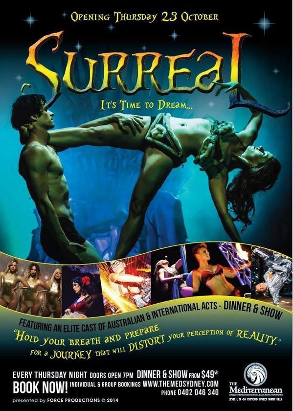 adamdean's tweet photo. Excited to join 14 acts in surreal, has been described as the cirque du Soleil of Australia! #surreal #adamdean http://t.co/CdeHQHqRCu