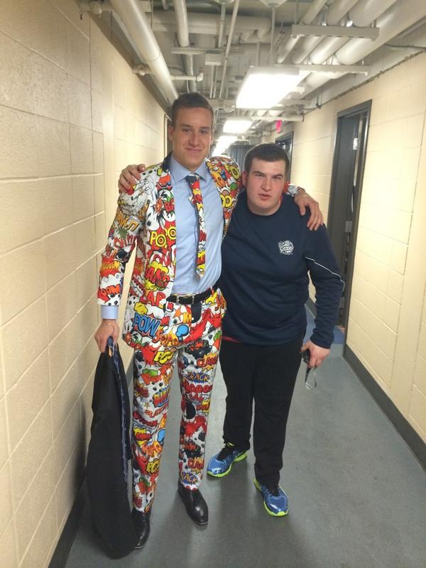 ErieOtters's tweet photo. Tonight's Super Player of Game is one-half of Otters Protection Agency, @MacDerm23! Accompanied by sidekick Pugsley.. http://t.co/nhyTUvKVak