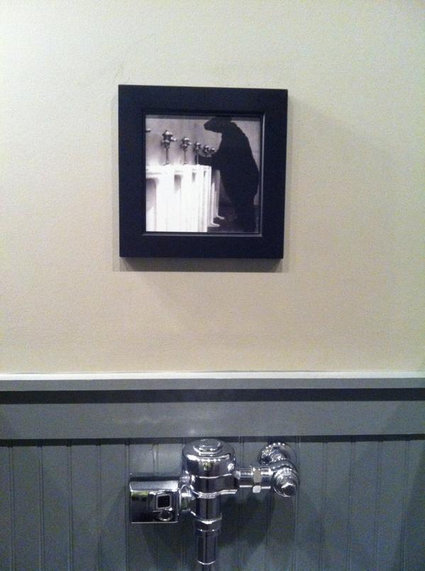 Sketchfriendly's tweet photo. Here's a framed picture of a bear using a urinal http://t.co/ko1ooxnWVJ