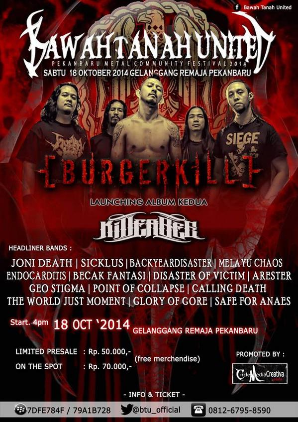 jangan lupa hari ini akan ada event <a href="/BTU_OFFICIAL/">BAWAHTANAHUNITED</a>  #bawahtanahunitedfest yg akan menampilkan @burgerkill666