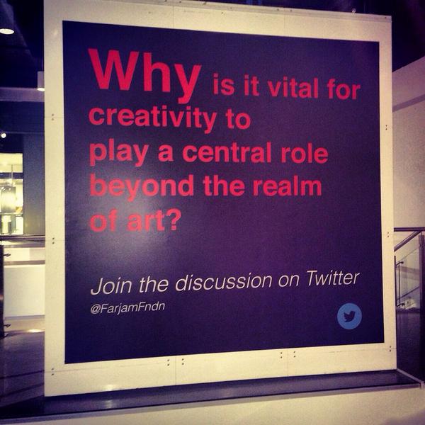 <a href="/FarjamFndn/">Farjam Foundation</a> Creativity reminds us of our humanity, it's form over function, it makes us smile when we don't know why
