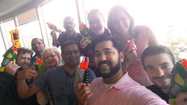 khusro's tweet photo. Work hard play hard #nerfwar #lifeatRN #researchnow http://t.co/q93zZPtmxz