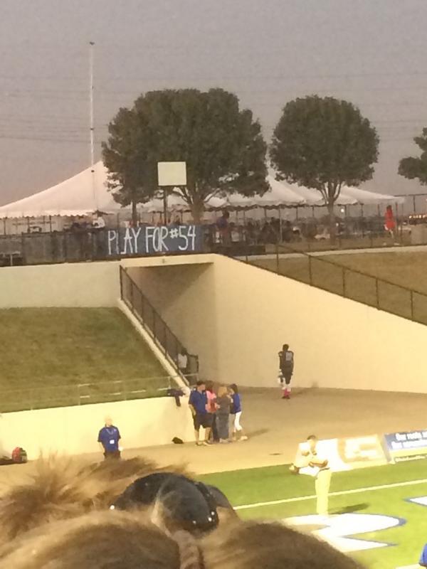 _JCannon_'s tweet photo. The @MidloPanthers played for #54 tonight! #PlayFor54 #PrayforTyler http://t.co/AvFxXcrfEM