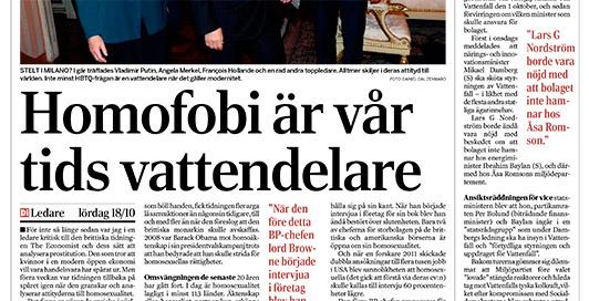 Diledare's tweet image. I vägen mot öppenhet i HBTQ-frågor halkar företagen efter, skriver Di:s Torun Nilsson.

di.se/artiklar/2014/…