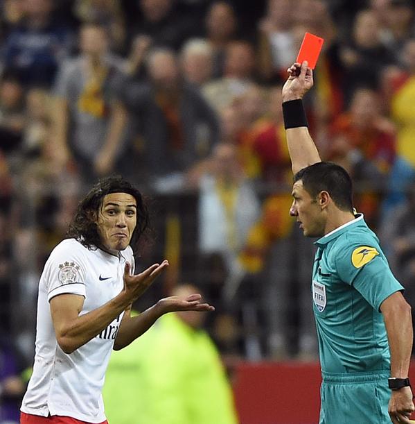 BBCSport's tweet photo. So, Edinson Cavani's 'gun' celebration for #PSG backfired... Read more: http://t.co/IAGf57sxLB http://t.co/YCliqhJhKA