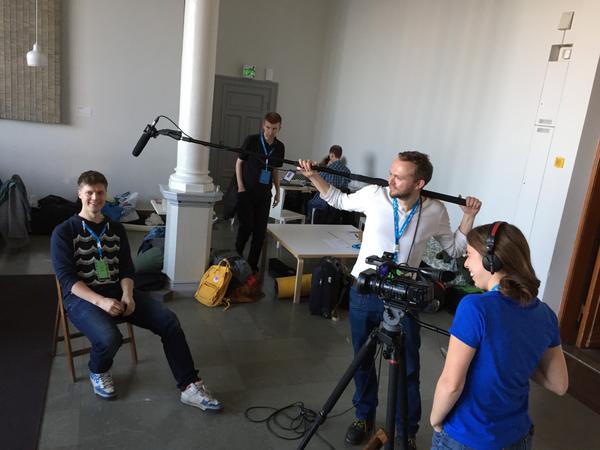 marina_vidor's tweet photo. Good fun! Loved the project. “@Eficode: @mrako in the heat of #sibhack interviews. http://t.co/smGR7gnRdl”