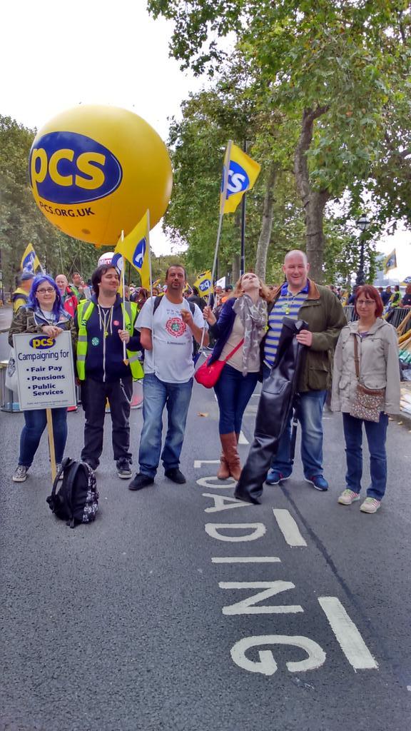 AnnetteWright's tweet photo. And now @PCS_MCR @pcswigan at the front of  PCS with the PCS samba band @PCSMOJGM  #BritainNeedsAPayrise http://t.co/oqAGhAcDCP