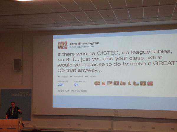 Alongside his best ever tweet, here's <a href="/headguruteacher/">KarenRandall</a> at #TLT14