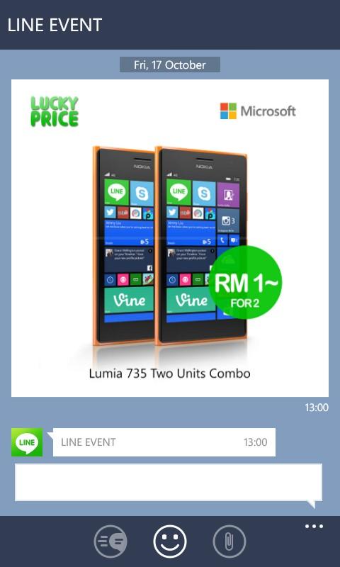 sam99my's tweet image. #LineEvent lucky price giving out #Nokia #Lumia 735,but the event is not support for @windowsphone GJ #windowsphone