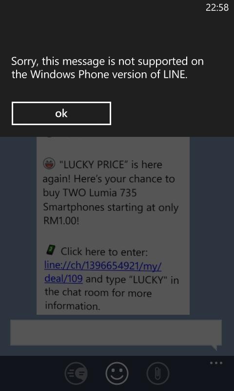 sam99my's tweet image. #LineEvent lucky price giving out #Nokia #Lumia 735,but the event is not support for @windowsphone GJ #windowsphone