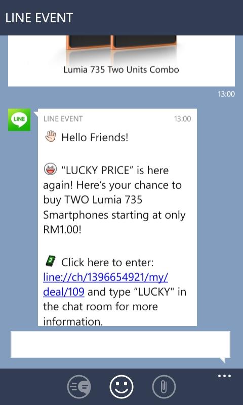 sam99my's tweet image. #LineEvent lucky price giving out #Nokia #Lumia 735,but the event is not support for @windowsphone GJ #windowsphone