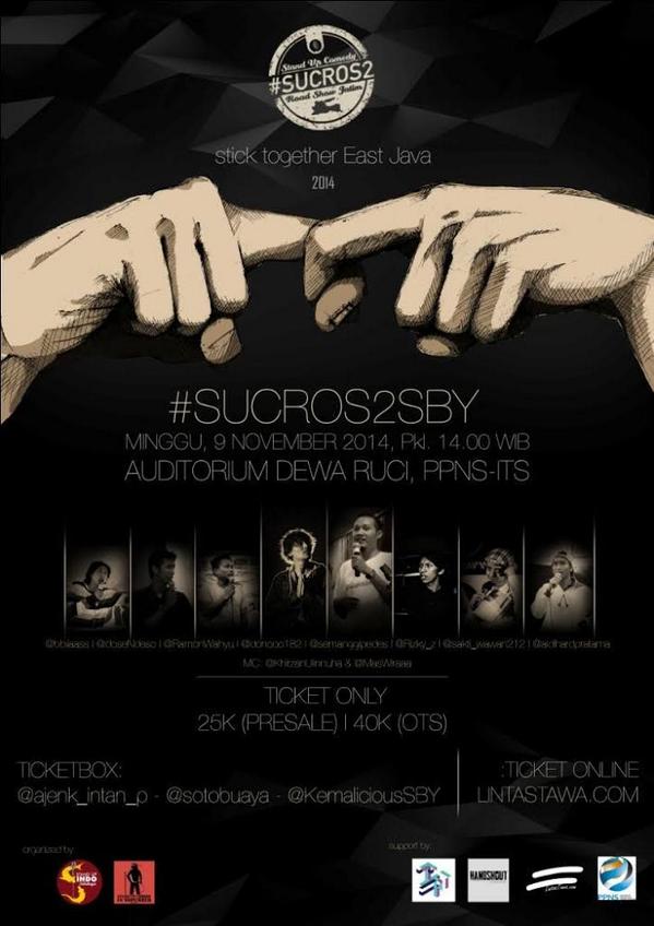 eventsurabaya's tweet photo. Stand Up Comedy Show #SUCROS2SBY | 9 November | Audit. Dewa Ruci, PPNS-ITS| Presale 25k | info: @StandUpIndo_SBY http://t.co/oGBYiyEKdU