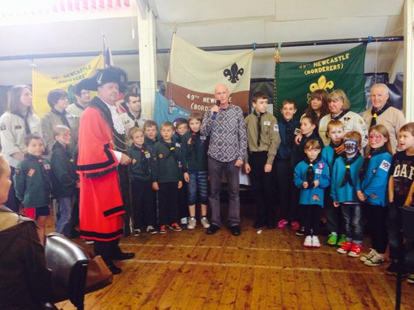NewcastleScout's tweet photo. Wow - swords, dignatories and the BBC all at 49th Newcastles 90th bday party and opening of their new scout section! http://t.co/mTdhAp1R0H