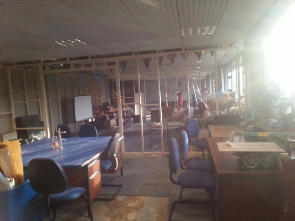 skillsharednd's tweet image. New Skill Share Workshop in progress, soon to be ready for weaving, leather craft and mini wind turbine classes.