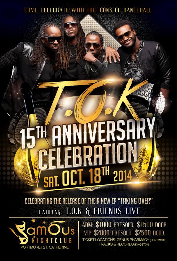 EmixJA's tweet photo. TONIGHT: #15thanniversary #toktakingover @TOKjamaica @Flexxtok @Craigy_Tok @bayctok @alextok1 BE THERE!!! http://t.co/fDfc8fjZiE