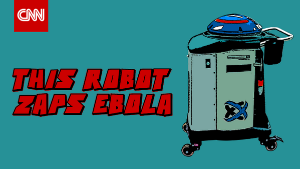 CNN's tweet photo. Robot's UV light zaps germs with 99.9% efficacy in minutes. Is it a new weapon to fight Ebola? http://t.co/ZtANMghBle http://t.co/Cwc3MHZ8aZ