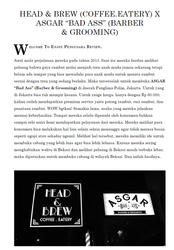 egigilangputra's tweet photo. @head_brew (Coffee.Eatery) &amp; @AsgarBadAss (Barbershop)
Baca reviewnya di Enjoy Pengusaha http://t.co/1FLiY7yTru http://t.co/F922CeCZbC