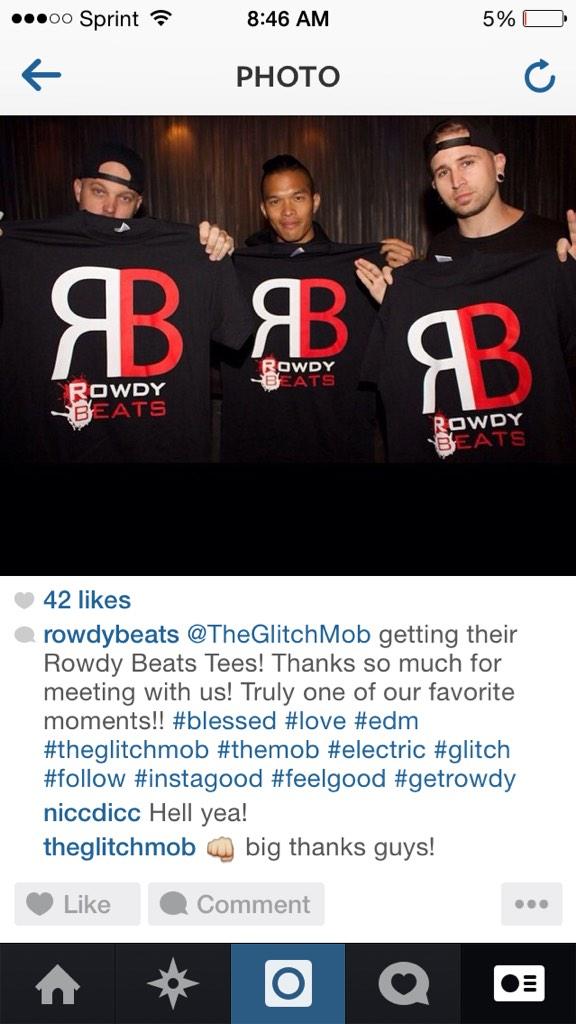 RowdyBeats's tweet image. RT &amp;amp; Follow for a chance to win a free Rowdy T!! #TheGlitchMob got theirs! Or PROMO: Rowdy @ ROWDYBEATS.storenvy.com