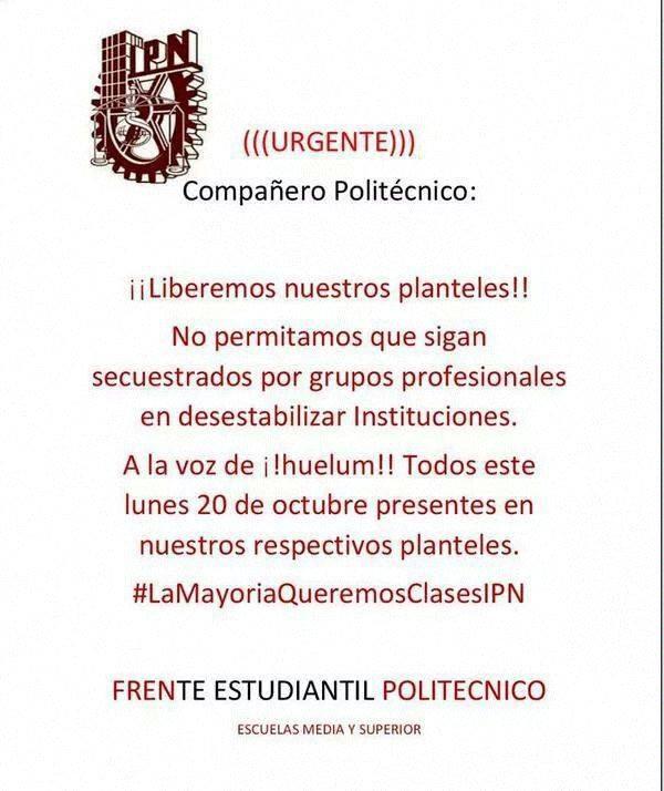 Coordinadora1DM's tweet photo. #TodosSomosPolitecnico porrismo de FEP-ODET bajo asesoría de PRI llama a romper paro @julioastillero @diazpol @Taibo2 http://t.co/7itBdHEU2A