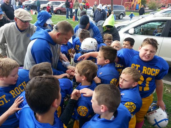 strochindy's tweet photo. The St. Roch 34 football team celebrates a hard earned PLAYOFF victory! http://t.co/Vjyjx24cZj