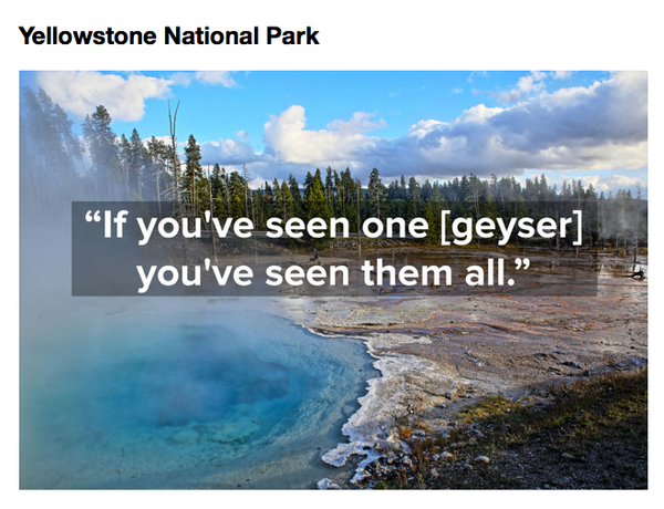 postsecret's tweet photo. Hilarious One-Star Yelp Reviews of Majestic National Parks http://t.co/isnpDImcGJ http://t.co/gkzTATS3yD