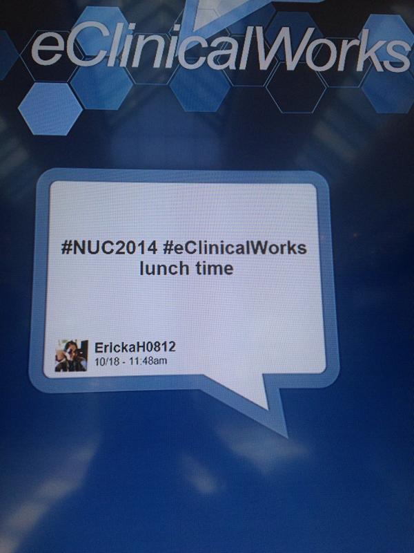 ErickaH0812's tweet photo. Look I'm on the screen #NUC2014 #eClinicalWorks http://t.co/StHHcHDjkG
