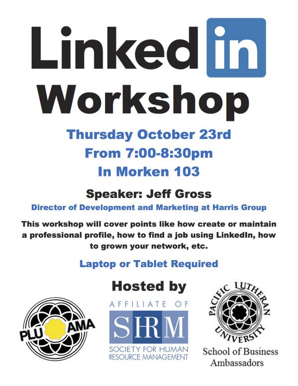 PLU_AMA's tweet image. This Thursday, AMA is teaming up with @PLUSHRM to bring you a workshop on creating a professional LinkedIn page!
