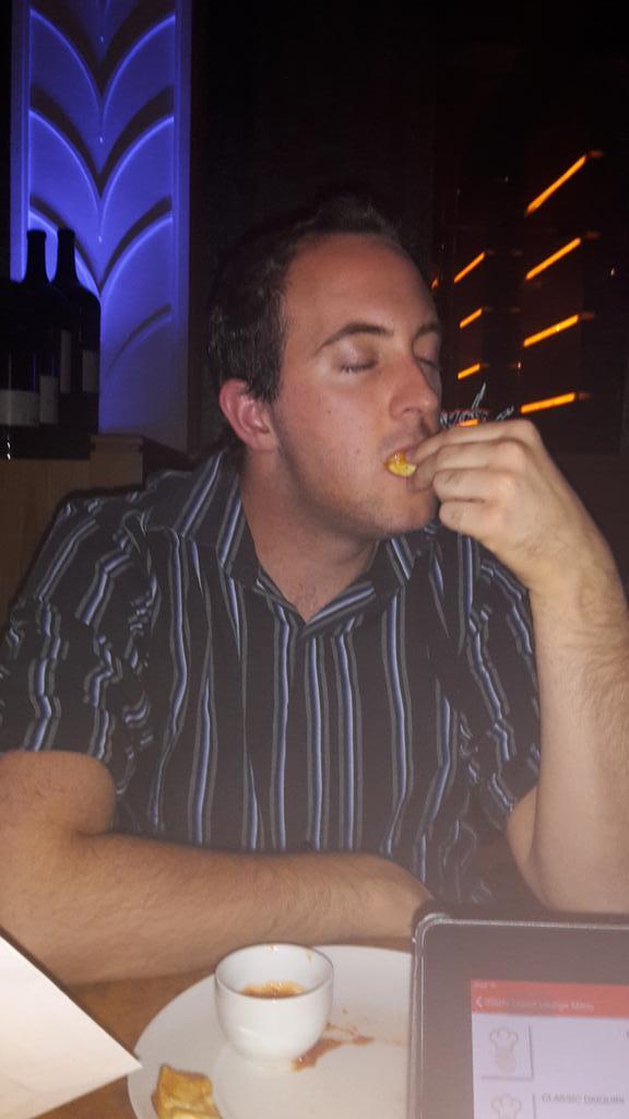 Enjoying his haloumi at #3sixty