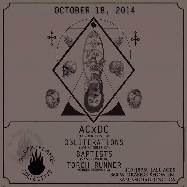 blackflamecoll's tweet image. Tonight! #ACxDC #Obliterations #Baptists #TorchRunner #Metal