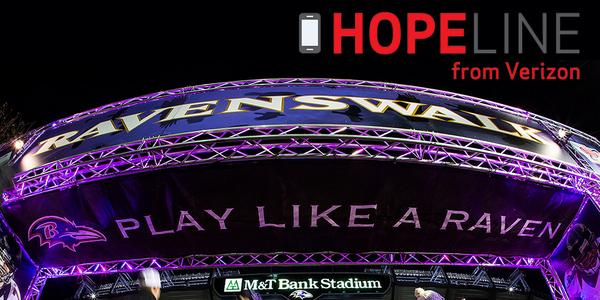 Ravens's tweet photo. Coming to the game tomorrow? Bring your old cell phones and donate at the @Verizon #Hopeline booth on #Ravens Walk. http://t.co/qLV88vHpGb