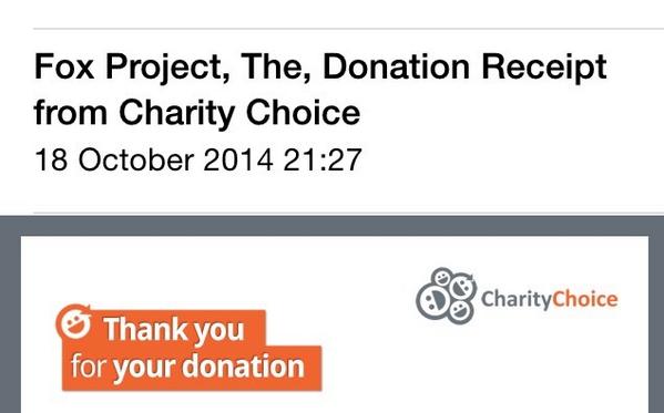 AutoPap's tweet photo. As promised I've donated to the Fox Project.
#RipMrFox #autopapfail http://t.co/oh47sIEr6L