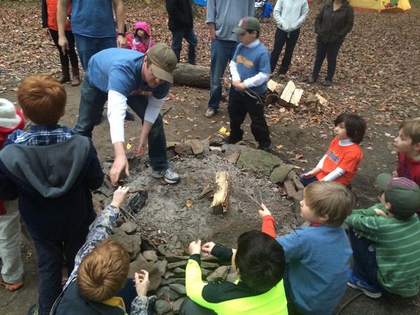 Fall camp out. Fire safety training and fire starting. #fallcampout Pack leader Brenden Elliot at the helm.