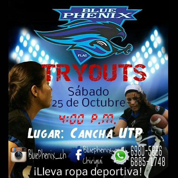 Por fin! #BluePhenix TRYOUTS te esperamos este sábado desde las 4pm queremos que seas parte de nuestra familia🏈