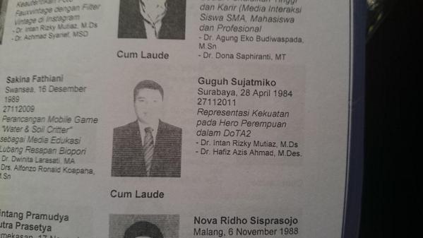 Sama ada judul tugas akhir yang menarik...... "Representasi Kekuatan pada Hero Perempuan dalam DoTA2"...... Hmmmm